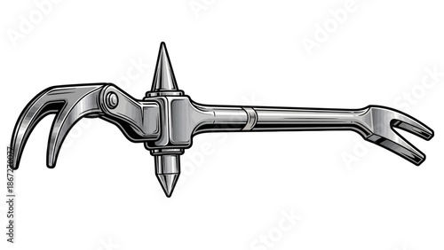 Car jack lifted and ready to use.