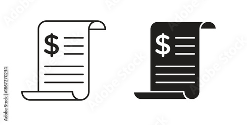 Receipt icons Vector Symbol Design Illustration - for app or web. color editable