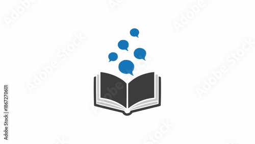 Open Book with Blue Bubbles Rising.