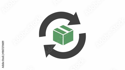 Green Box with Circular Arrows Around.