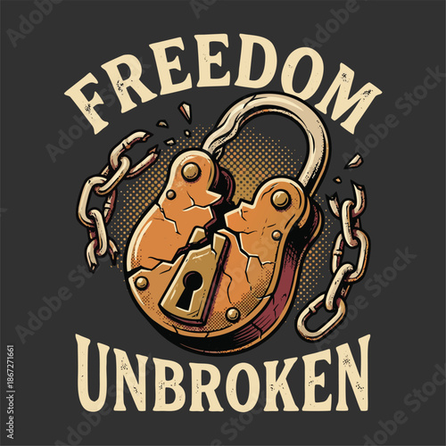 Broken Lock Symbolizing Freedom Unbroken.