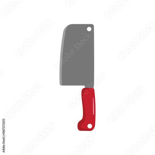 A sharp stainless steel kitchen knife with a black handle isolated on a white background for cooking and food preparation