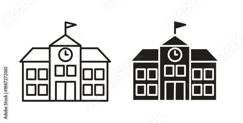 school icons Vector Symbol Design Illustration - for app or web. color editable