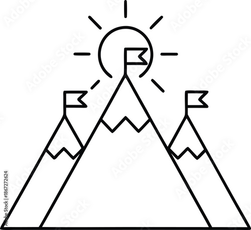 mountain as witness line art vector illustration on transparent background