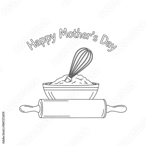 Baking Utensils And Happy Mothers Day Celebration Design