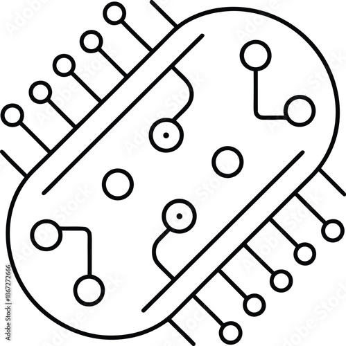 microbiome as kin line art vector illustration on transparent background