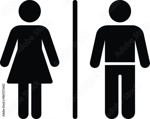 Male And Female Restroom Toilet Symbols Silhouette Icon Set Public Bathroom Sign Vector Illustration Isolated On White Background