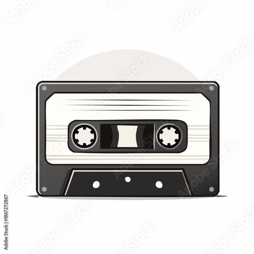 Retro audio cassette tape illustration perfect for vintage music nostalgia design