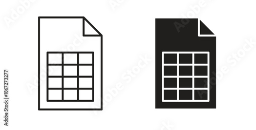 Spreadsheet icons Vector Symbol Design Illustration - for app or web. color editable