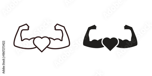Strong heart icons Vector Symbol Design Illustration - for app or web. color editable