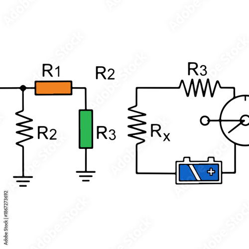 Electric Circuit Diagram with Resistors.