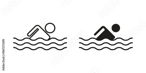 Swimming icons Vector Symbol Design Illustration - for app or web. color editable