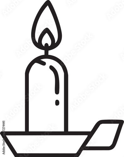 White Candle Flame Icon on Black Background fire light