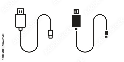 USB cable icons Vector Symbol Design Illustration - for app or web. color editable