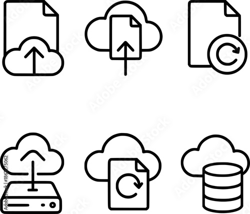 File backup cloud storage icon set