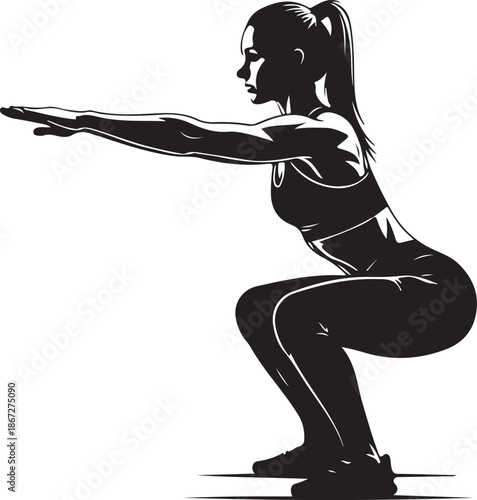 Powerful Woman Squat Exercise Silhouette

Female Fitness Training Squat Pose Illustration

Strong Athletic Woman Workout Silhouette Art