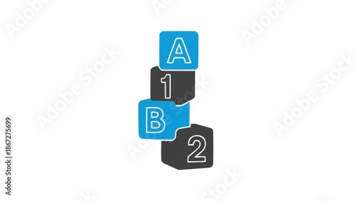 Stacked letters and numbers blocks.