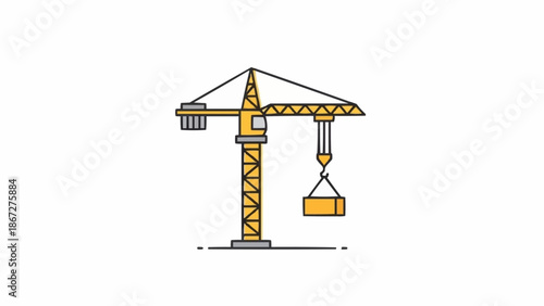 Yellow Construction Crane Machine Equipment.