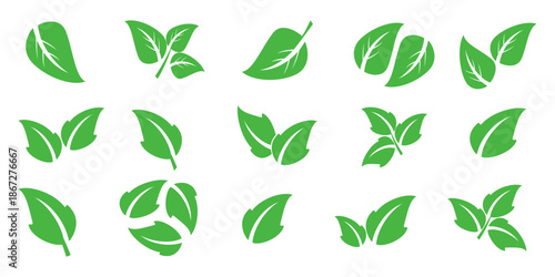 Leaf vector symbol, leaf illustration or leaf emoji in flat style. Spring leaf design, ecological nature theme.	