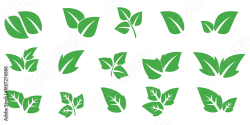 Leaf vector symbol, leaf illustration or leaf emoji in flat style. Spring leaf design, ecological nature theme.	