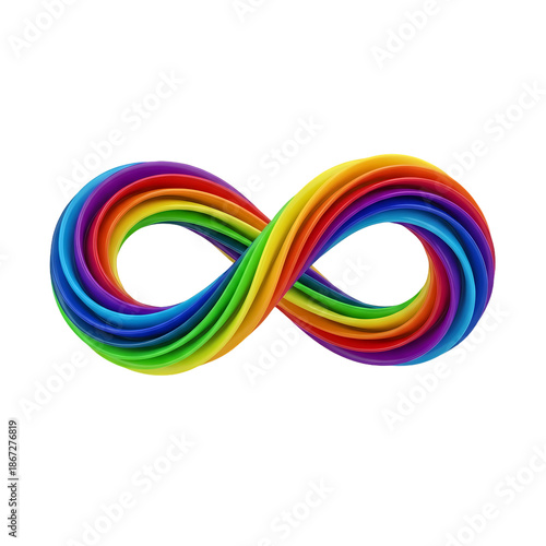 Colorful rainbow infinity symbol, representing autism awareness and eternity.