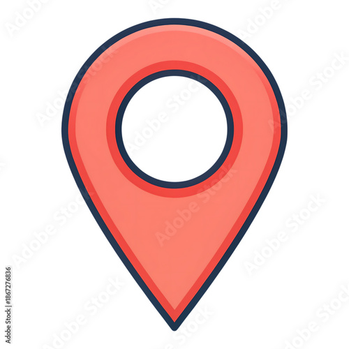 Free Download A red location pin icon with a transparent background and a black outline - GFXLoad