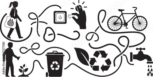 Eco Friendly Lifestyle Icons and Sustainable Living Concepts