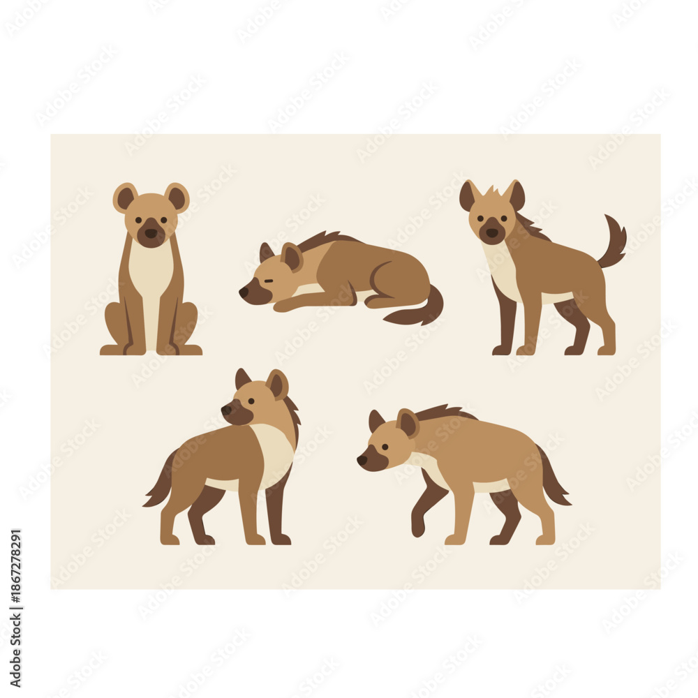 Obraz premium Spotted Hyena Cartoon Animals.