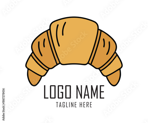 French Croissant Pastry Logo for Artisan Bakery and Cafe Breakfast Branding