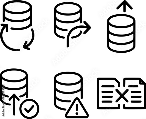 Data backup restore conflict handling icon set