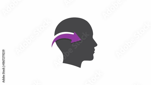 Purple light on human head side.