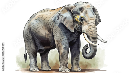 An African elephant stands gracefully in a natural setting.