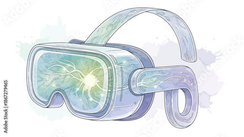 Virtual reality headset with a neural network inside