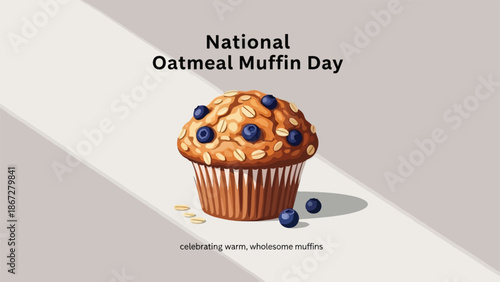 Delicious Blueberry Oatmeal Muffin Isolated