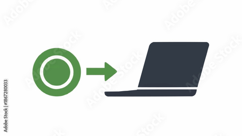 Laptop with green circle arrow.