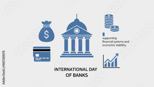 International Day of Banks Financial Icons Visual