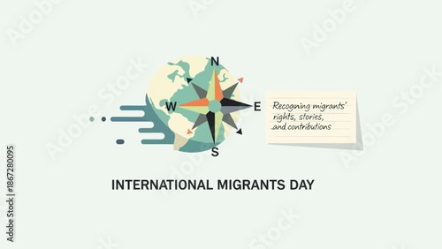 International Migrants Day Compass and Globe Illustration