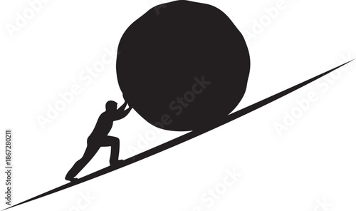 Man Pushing a Boulder Uphill

Struggle and Determination Concept

Overcoming Challenges Illustration