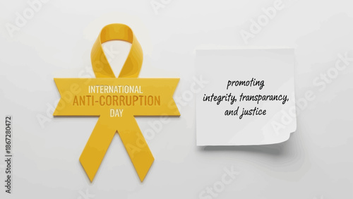 Yellow Anti-Corruption Day Ribbon With Message