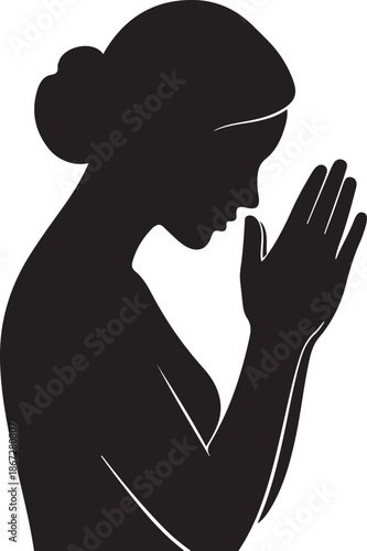 Praying Woman Silhouette

Woman in Prayer and Faith

Spiritual Meditation Illustration