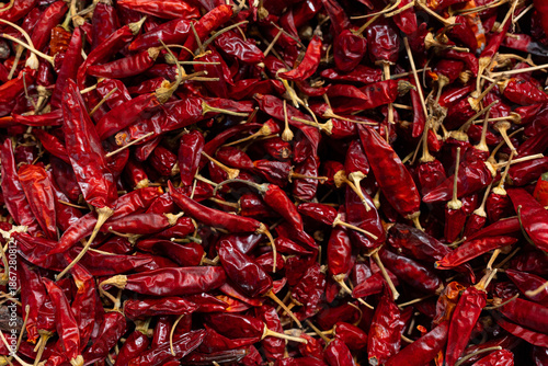 dried red hot chili peppers