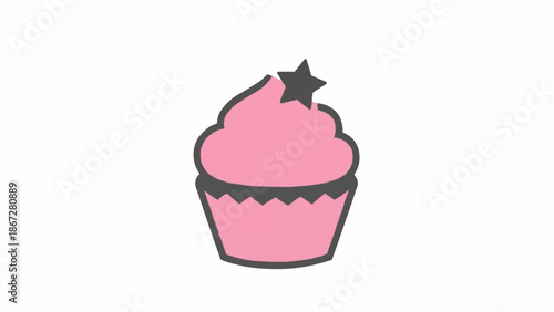 Pink Cupcake With Star Decoration.