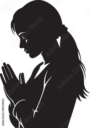 Praying Woman Silhouette

Woman in Prayer and Faith

Spiritual Meditation Illustration