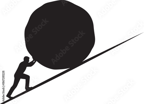 Man Pushing a Boulder Uphill

Struggle and Determination Concept

Overcoming Challenges Illustration