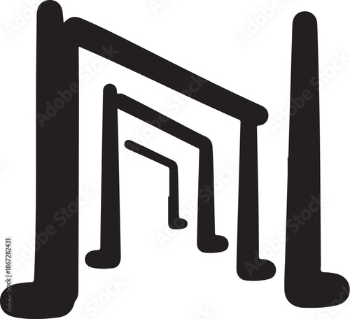 Hebrew Alphabet Letter Shin Vector Graphic Illustration