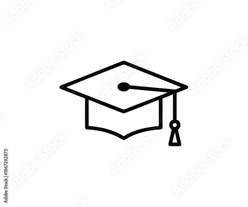 Graduation Cap Vector Icon for Education Achievement and Academic Success