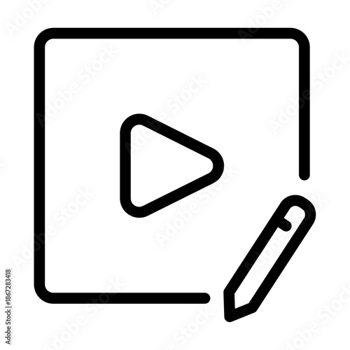 Play icon with pencil symbol for video editing or content modification.