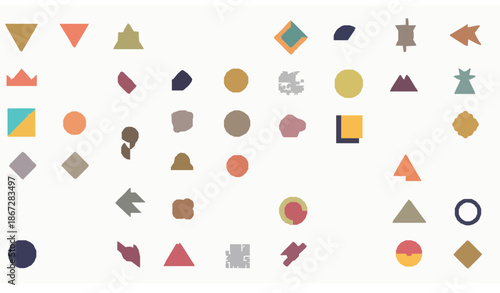 Memphis geometric shapes vector set with 100 retro design elements for commercial banners and posters