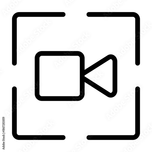 Focus frame with video camera symbol for recording and framing media shots.