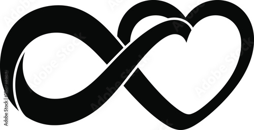 Black infinity symbol intertwined with a heart shape
